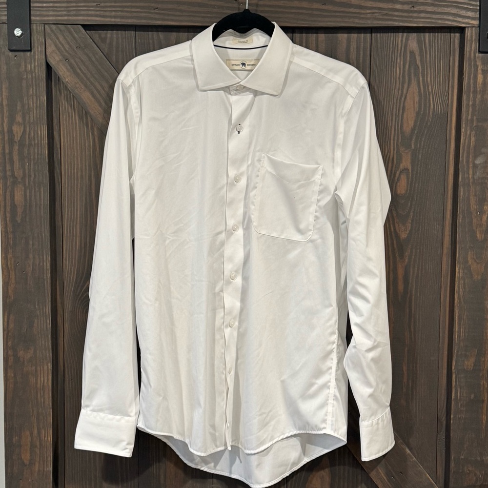 Onward Reserve Men’s Tailored Fit Classic White Long Sleeve Button Up Shirt Med